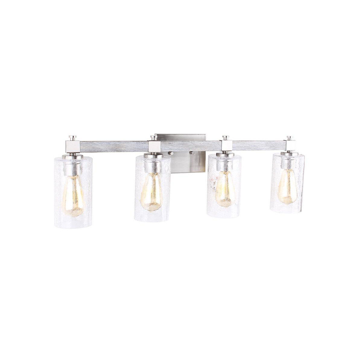 Westbury 4 Light 5.5 inch Painted Grey Wood Effect and Brushed Nickel Bath Vanity Wall Light