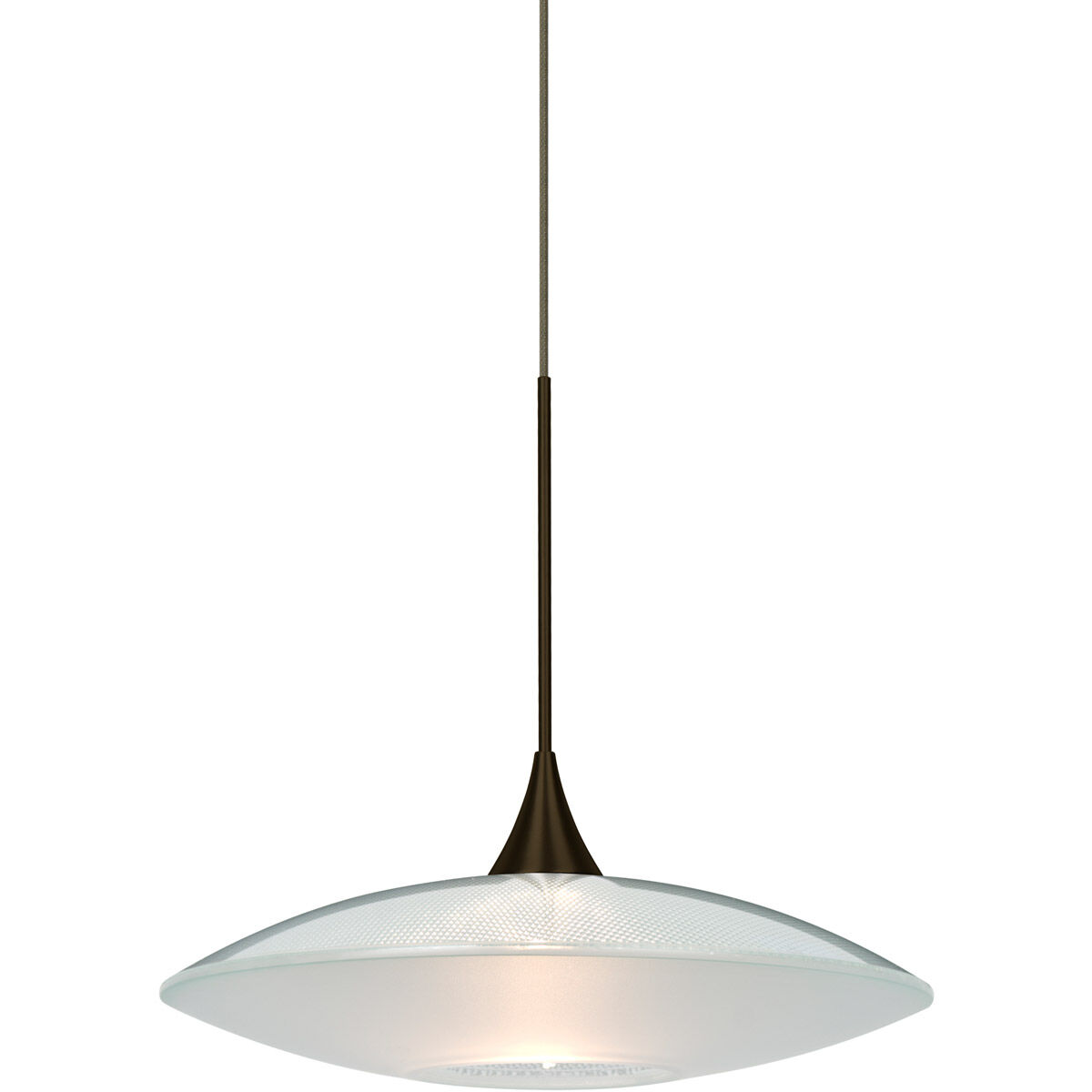 Spazio 1 Light Bronze Cord Pendant Ceiling Light in Halogen, Clear/Frost Spazio Glass