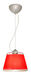 Pica 1 Light Satin Nickel Pendant Ceiling Light in Red Sand Glass, Incandescent