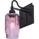 Milo 4 1 Light 6 inch Black Wall Sconce Wall Light in Purple Glass