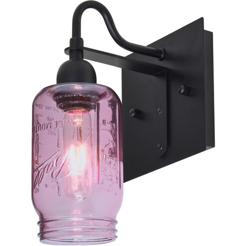 Milo 4 1 Light 6 inch Black Wall Sconce Wall Light in Purple Glass