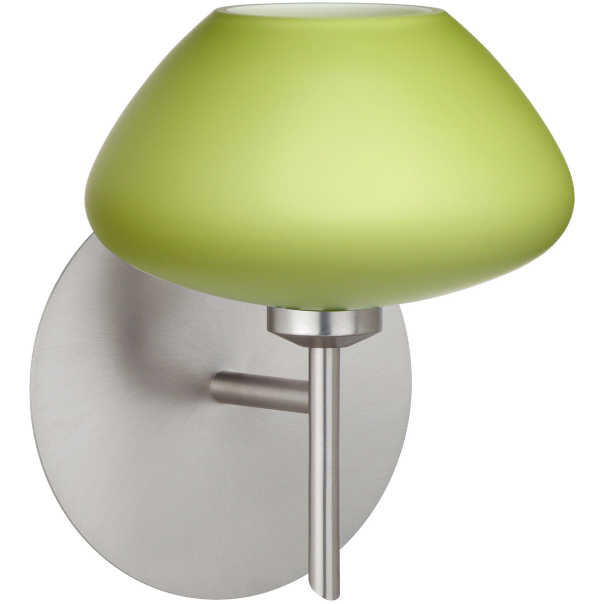 Peri 1 Light 5 inch Satin Nickel Mini Sconce Wall Light in Halogen, Chartreuse Glass