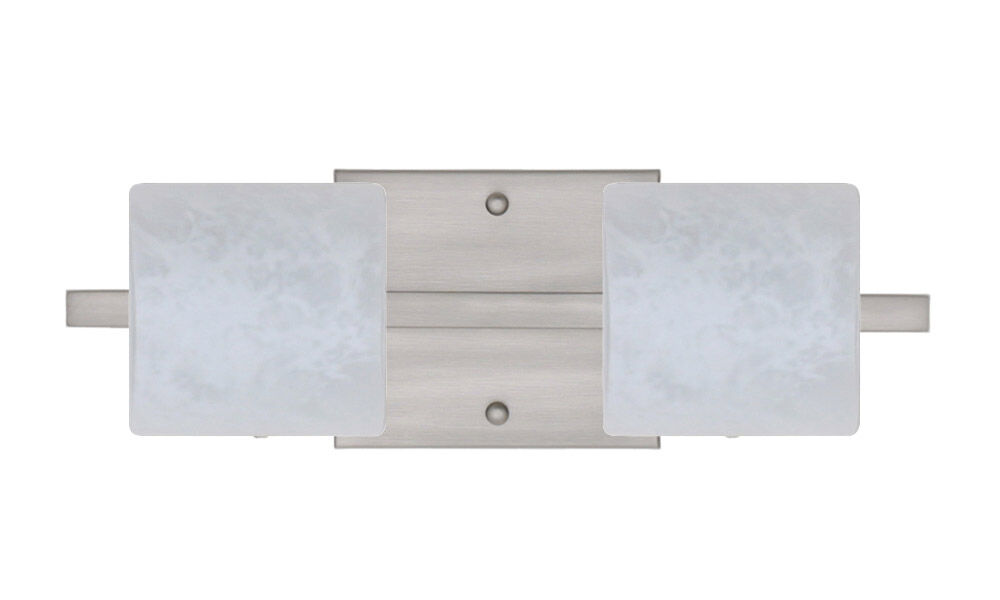 Paolo 2 Light 15 inch Satin Nickel Vanity Lighting Wall Light in Halogen, Carrera Glass