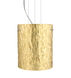 Tamburo 8 LED Satin Nickel Pendant Ceiling Light in Stone Gold Foil Glass