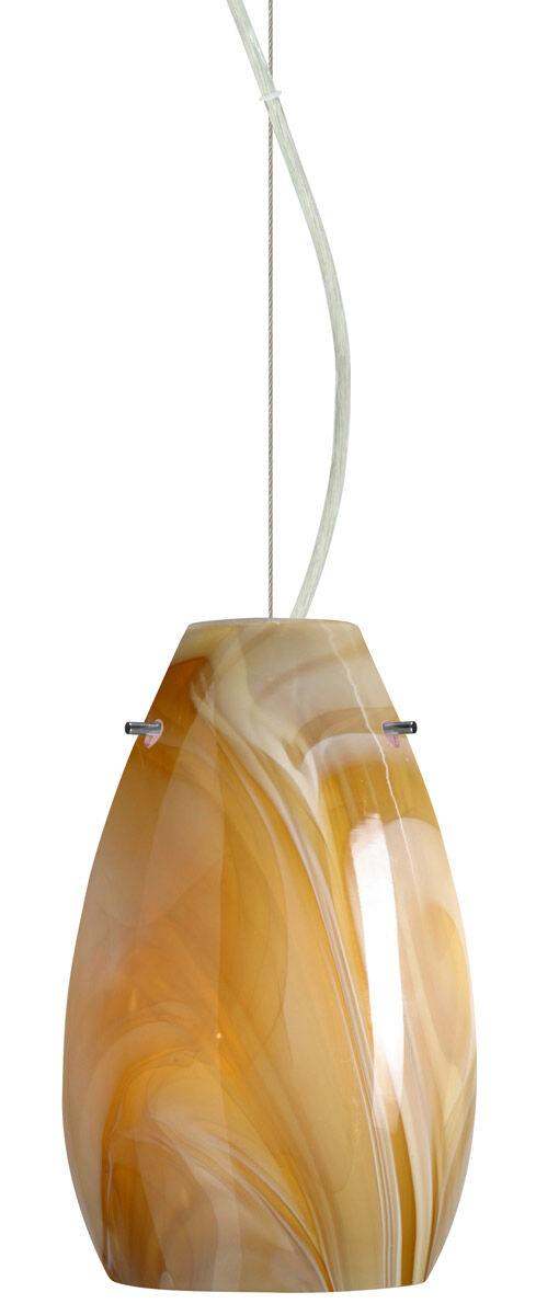 Pera 9 1 Light Satin Nickel Pendant Ceiling Light in Incandescent, Honey Glass