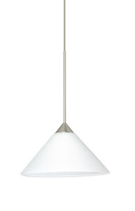 Kona LED Satin Nickel Pendant Ceiling Light in White Glass