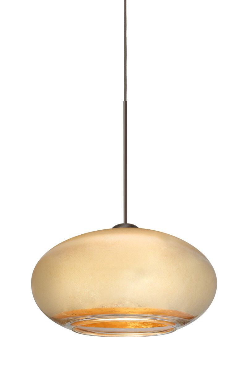Brio 7 LED Bronze Pendant Ceiling Light in Gold Foil Glass