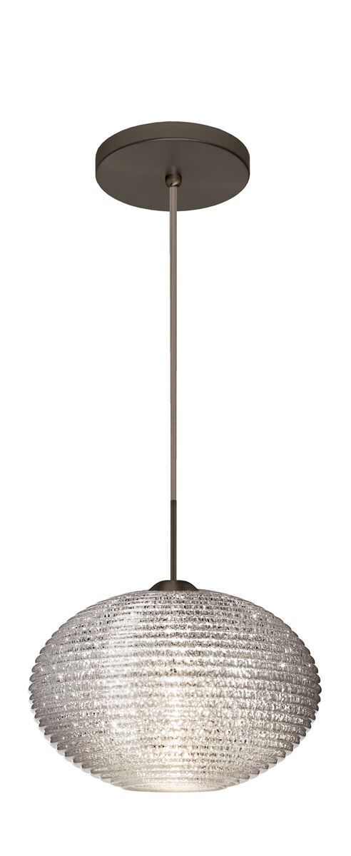 Pape 10 LED Bronze Pendant Ceiling Light in Glitter Glass