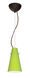 Cierro 1 Light Bronze Pendant Ceiling Light in Incandescent, Chartreuse Glass