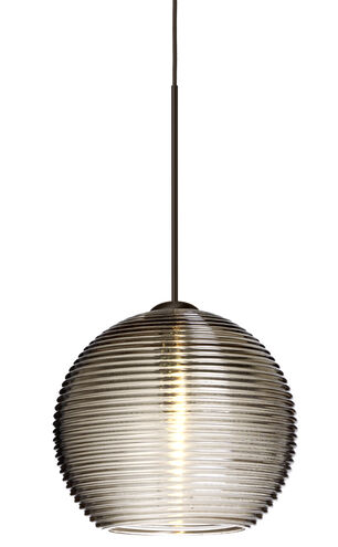 Kristall 1 Light Bronze Pendant Ceiling Light in Incandescent, Smoke Kristall Glass