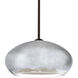 Brio 14 LED Bronze Stem Pendant Ceiling Light in Silver Foil Glass