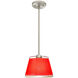 Pica 9 1 Light Satin Nickel Stem Pendant Ceiling Light in Incandescent, Red Sand Glass