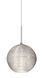 Kristall 1 Light Satin Nickel Pendant Ceiling Light in Incandescent, Glitter Ribbed Glass