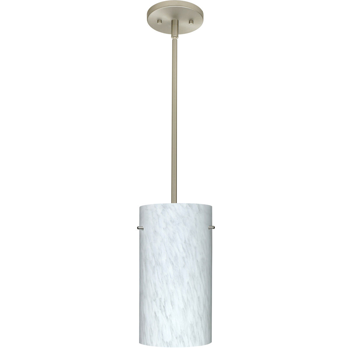 Tondo 12 LED Satin Nickel Stem Pendant Ceiling Light in Carrera Glass