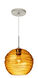 Wave 10 1 Light Satin Nickel Pendant Ceiling Light in Amber Glass