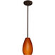 Pera 9 1 Light Bronze Stem Pendant Ceiling Light in Incandescent, Amber Matte Glass