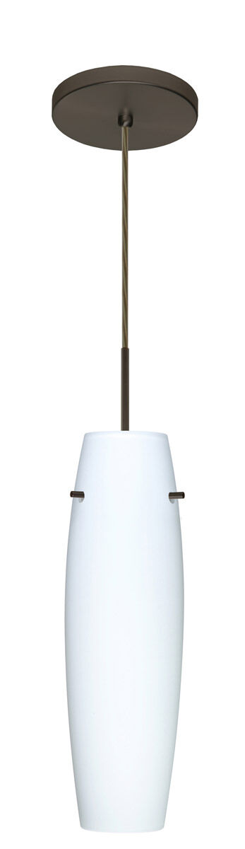 Suzi 1 Light Bronze Pendant Ceiling Light in Incandescent, Opal Matte Glass