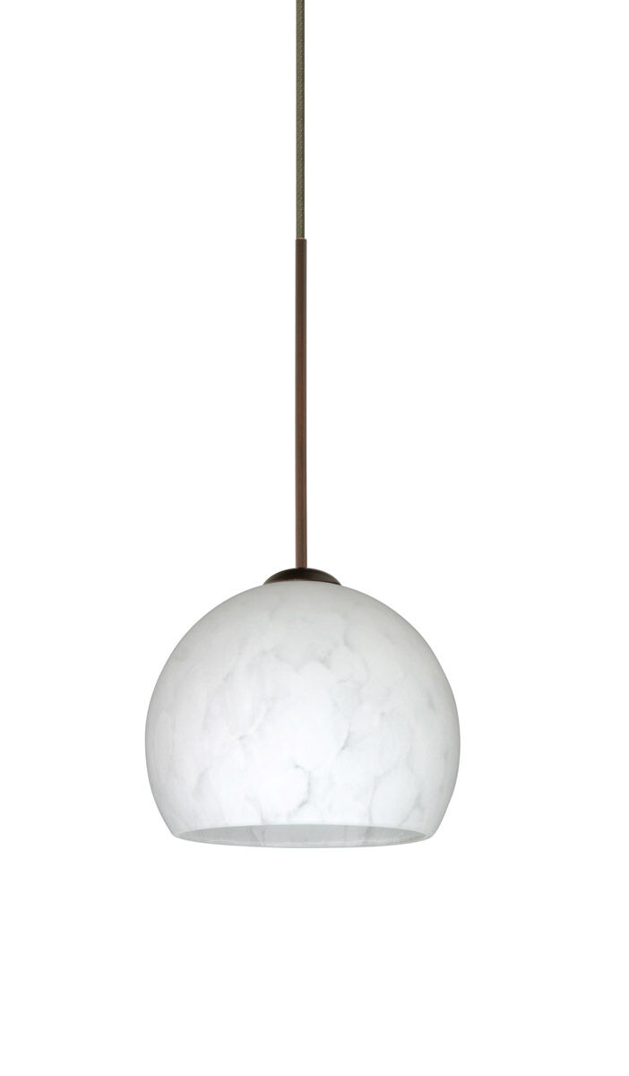 Palla 5 LED Bronze Pendant Ceiling Light in Carrera Glass