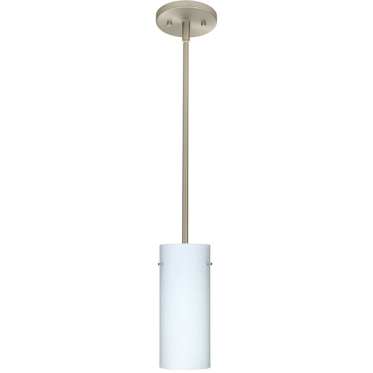 Stilo 10 LED Satin Nickel Stem Pendant Ceiling Light in Opal Matte Glass