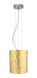 Tamburo 8 LED Satin Nickel Pendant Ceiling Light in Stone Gold Foil Glass