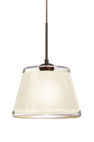 Pica LED Bronze Pendant Ceiling Light in White Sand Glass