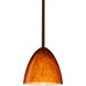 Vila 1 Light Bronze Stem Pendant Ceiling Light in Incandescent, Habanero Glass