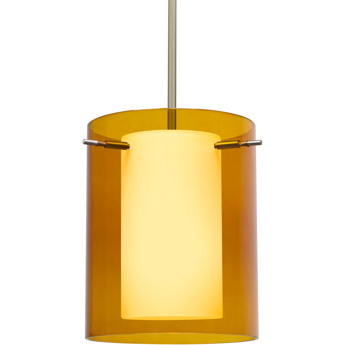Pahu 8 LED Satin Nickel Stem Pendant Ceiling Light in Transparent Armagnac/Opal Glass
