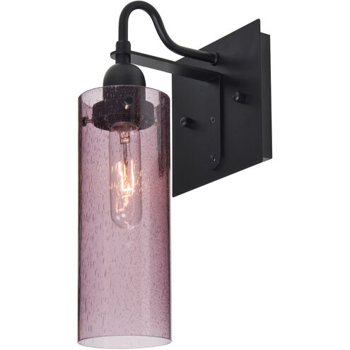 Juni 10 1 Light 6 inch Black Wall Sconce Wall Light in Plum Bubble Glass