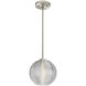 Kristall 8 LED Satin Nickel Stem Pendant Ceiling Light in Clear Glass