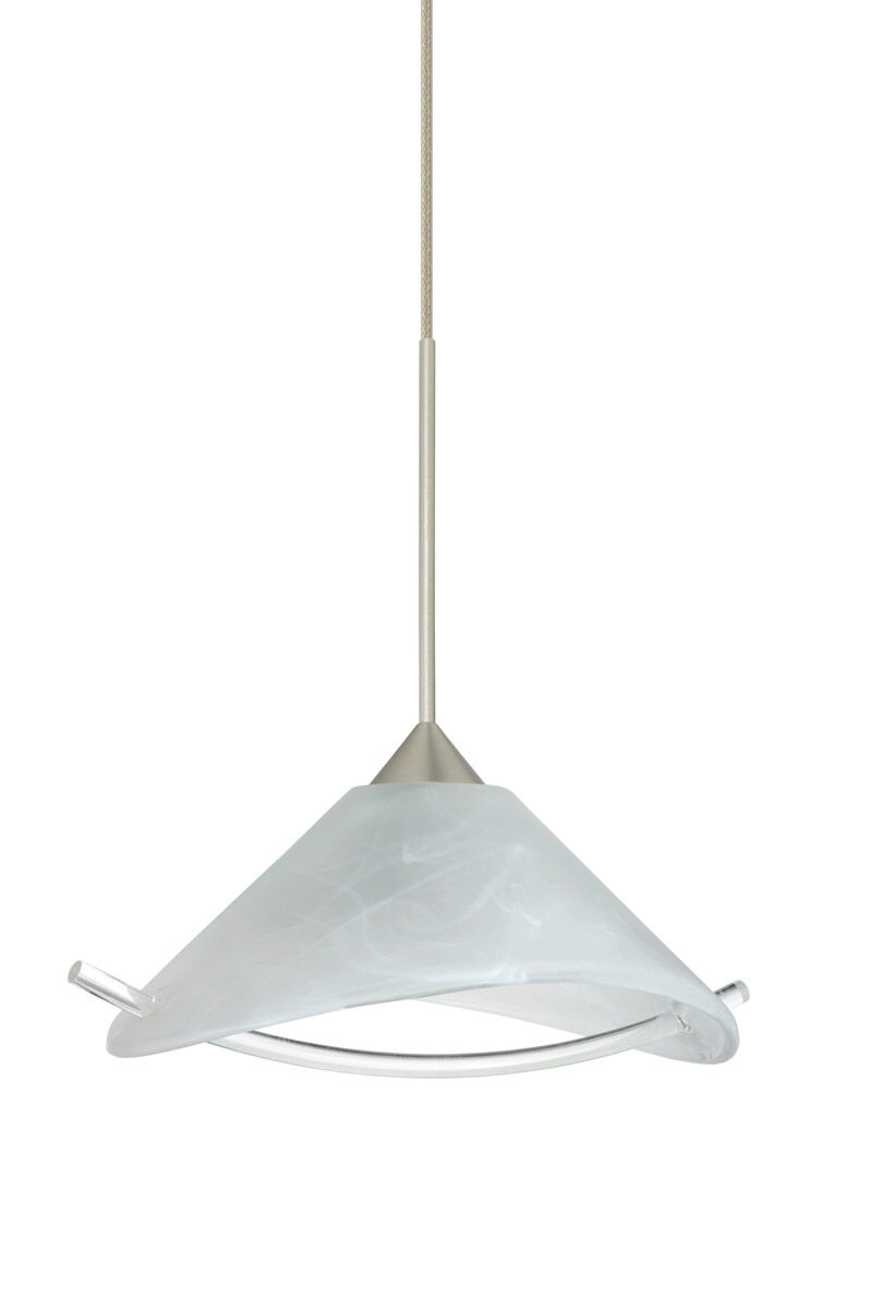 Hoppi LED Satin Nickel Pendant Ceiling Light in Clear Glass
