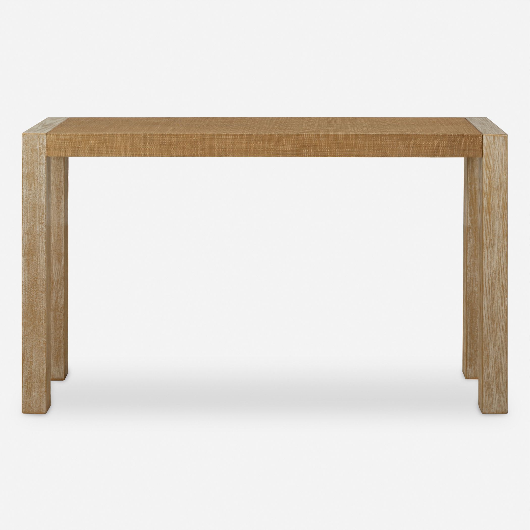 Bentley 52 inch Textured Grasscloth and Oak Veneer Console Table