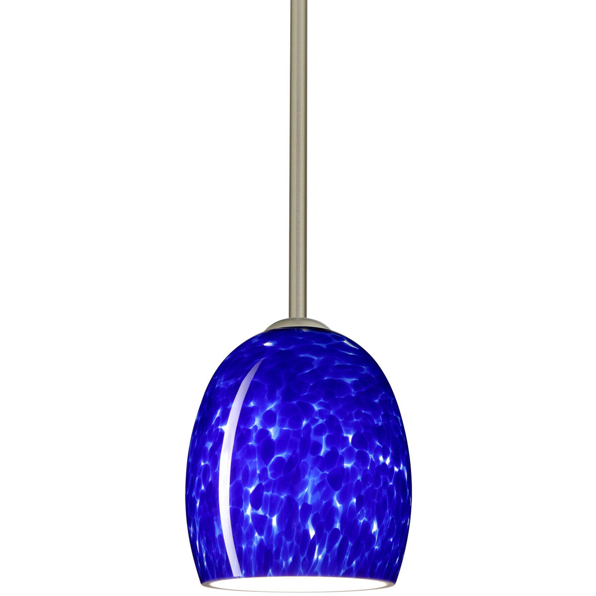 Lucia 1 Light Satin Nickel Stem Pendant Ceiling Light in Incandescent, Blue Cloud Glass