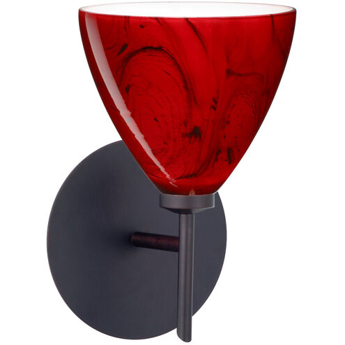 Mia 1 Light 5 inch Bronze Mini Sconce Wall Light in Halogen, Magma Glass