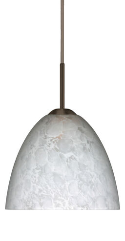 Sasha II 1 Light Bronze Pendant Ceiling Light in Carrera Glass, Halogen