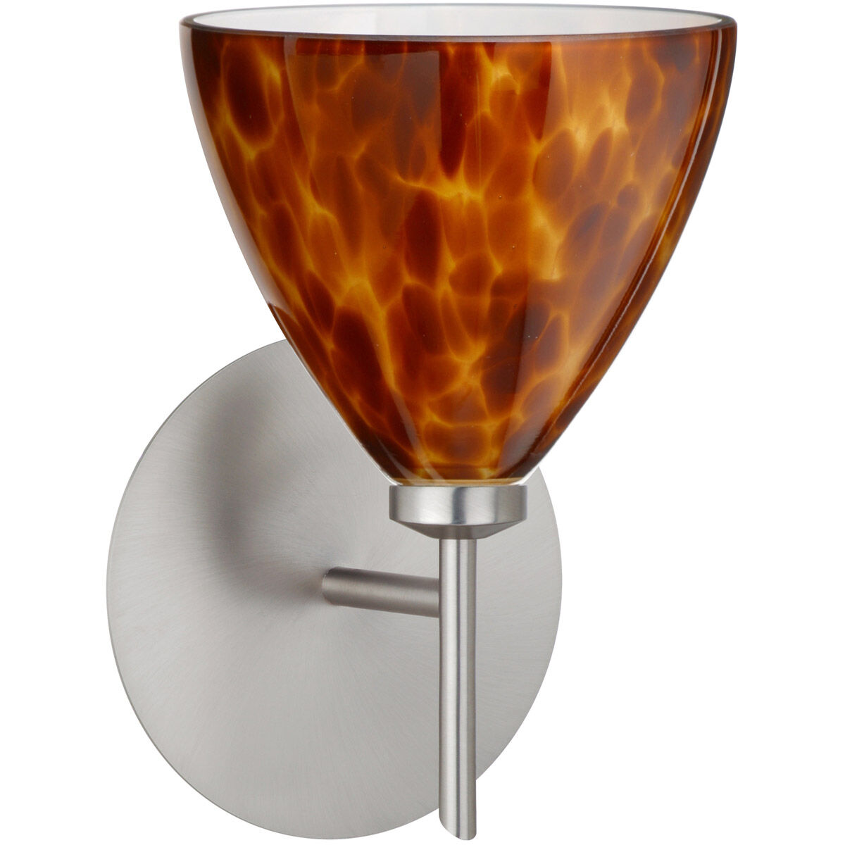 Mia LED 5 inch Satin Nickel Mini Sconce Wall Light in Amber Cloud Glass