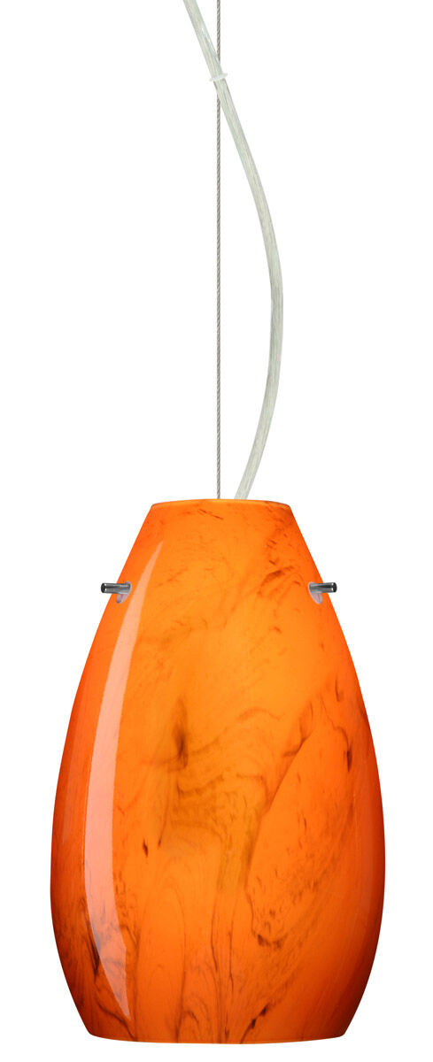 Pera 9 LED Satin Nickel Pendant Ceiling Light in Habanero Glass