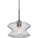 Zen 1 Light Bronze Pendant Ceiling Light in Clear Bubble Glass