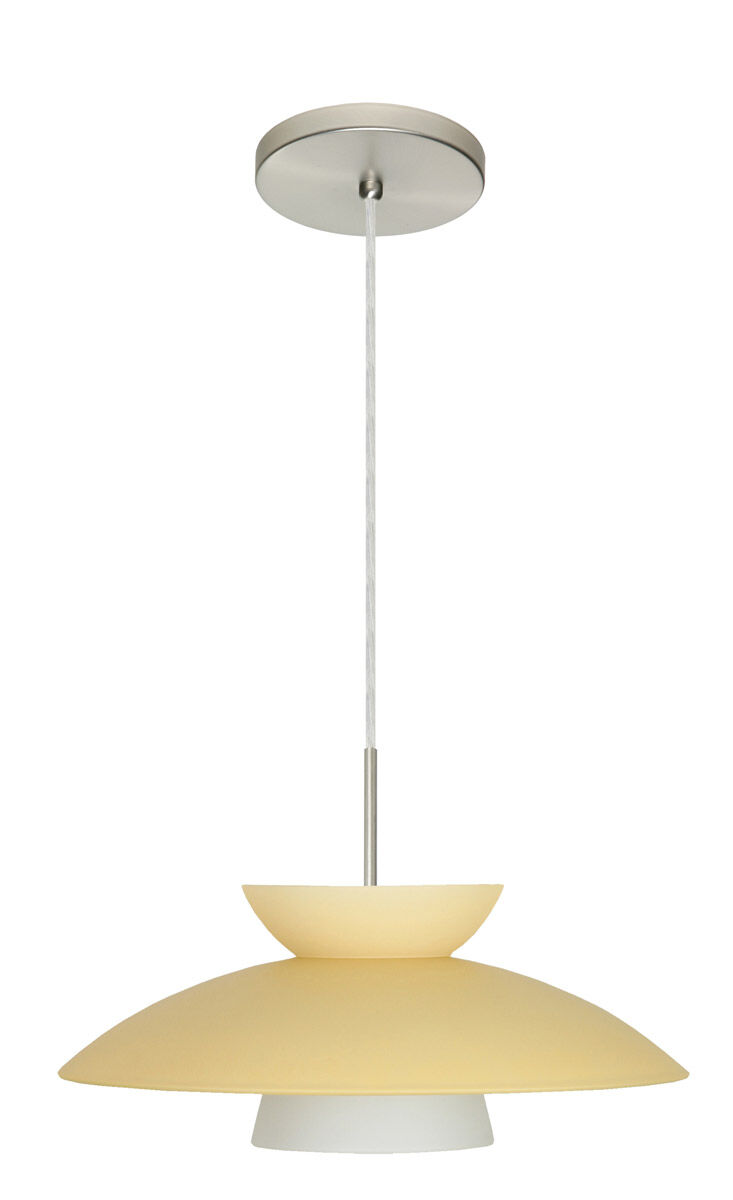 Trilo 15 1 Light Satin Nickel Pendant Ceiling Light in Incandescent, Champagne Glass
