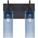 Juni 10 2 Light 12 inch Black Vanity Wall Light in Blue Bubble Glass
