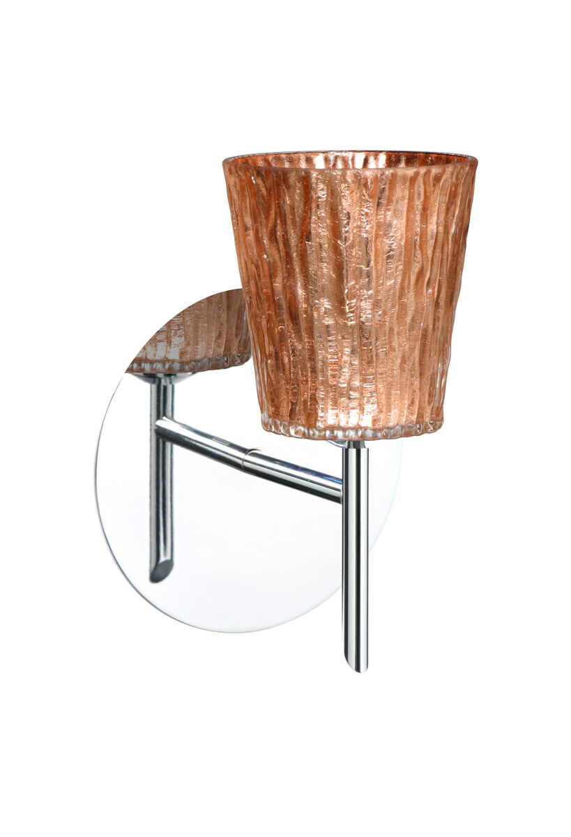 Nico 4 1 Light 5 inch Chrome Mini Sconce Wall Light in Halogen, Stone Copper Foil Glass