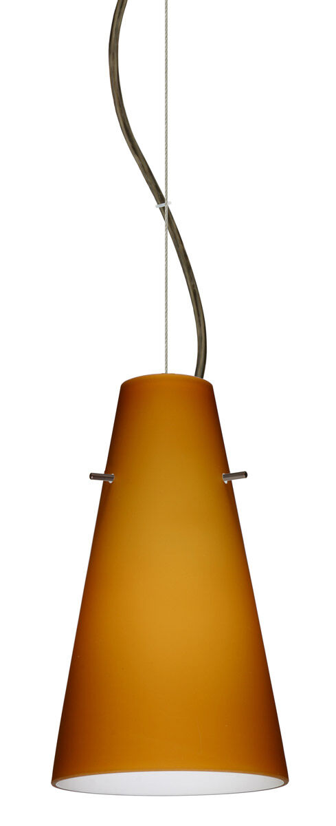 Cierro LED Bronze Pendant Ceiling Light in Amber Matte Glass