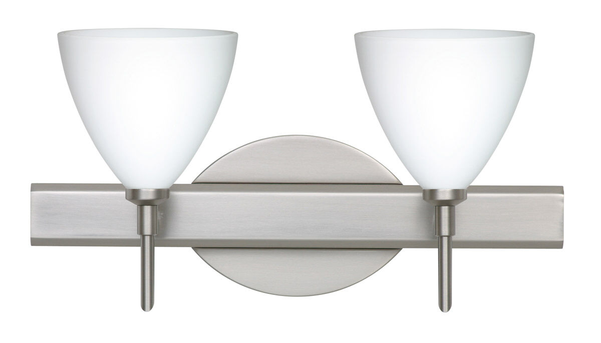 Mia 2 Light 15 inch Satin Nickel Vanity Lighting Wall Light in Halogen, Opal Matte Glass
