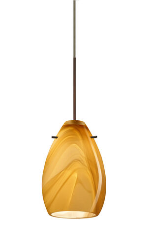Pera 1 Light Bronze Pendant Ceiling Light in Honey Glass, Incandescent