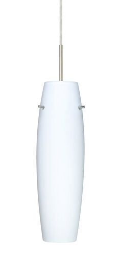 Suzi LED Satin Nickel Pendant Ceiling Light in Opal Matte Glass