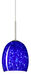 Lucia LED Satin Nickel Pendant Ceiling Light in Blue Cloud Glass