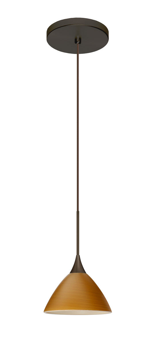 Domi LED Bronze Pendant Ceiling Light in Oak Glass