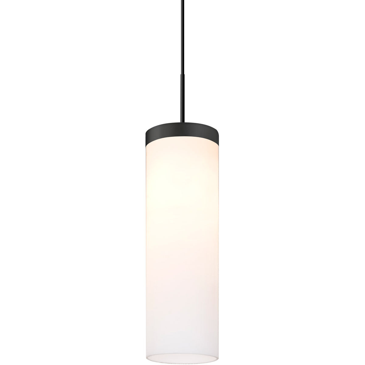 Friz LED Black Pendant Ceiling Light in Opal Glossy Glass