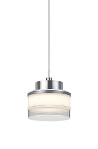 Pivot LED Satin Nickel Pendant Ceiling Light in Opal Glossy/Clear Glass