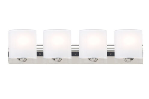 Celtic 4 Light 30 inch Chrome Vanity Wall Light in Opal Glossy/Clear Glass, Incandescent