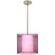 Pahu 12 LED Satin Nickel Stem Pendant Ceiling Light in Transparent Amethyst/Opal Glass